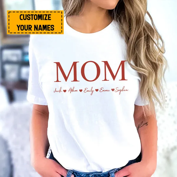 Teesdily | Mom Customized Kid Name Shirt, Mom Minimalist Style Hoodie Sweatshirt Mug, Mothers Day Gift From Son Daughter, Personalized Gifts