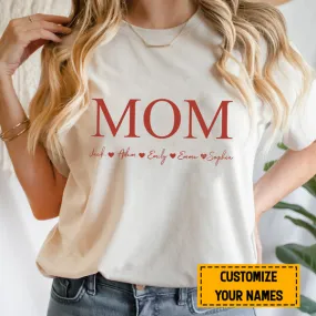 Teesdily | Mom Customized Kid Name Shirt, Mom Minimalist Style Hoodie Sweatshirt Mug, Mothers Day Gift From Son Daughter, Personalized Gifts