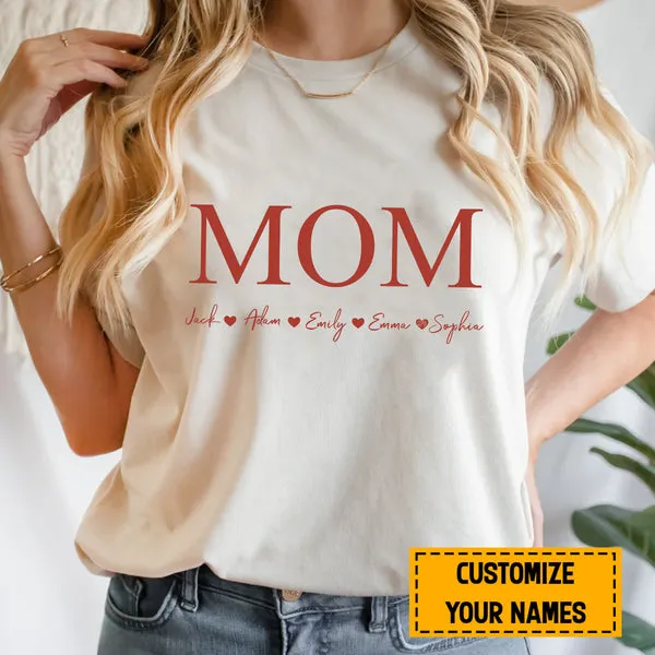 Teesdily | Mom Customized Kid Name Shirt, Mom Minimalist Style Hoodie Sweatshirt Mug, Mothers Day Gift From Son Daughter, Personalized Gifts