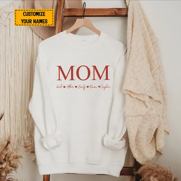 Teesdily | Mom Customized Kid Name Shirt, Mom Minimalist Style Hoodie Sweatshirt Mug, Mothers Day Gift From Son Daughter, Personalized Gifts