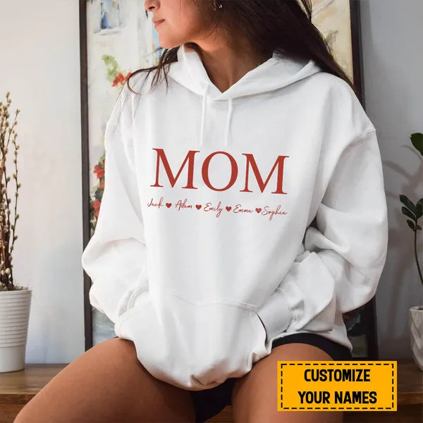 Teesdily | Mom Customized Kid Name Shirt, Mom Minimalist Style Hoodie Sweatshirt Mug, Mothers Day Gift From Son Daughter, Personalized Gifts