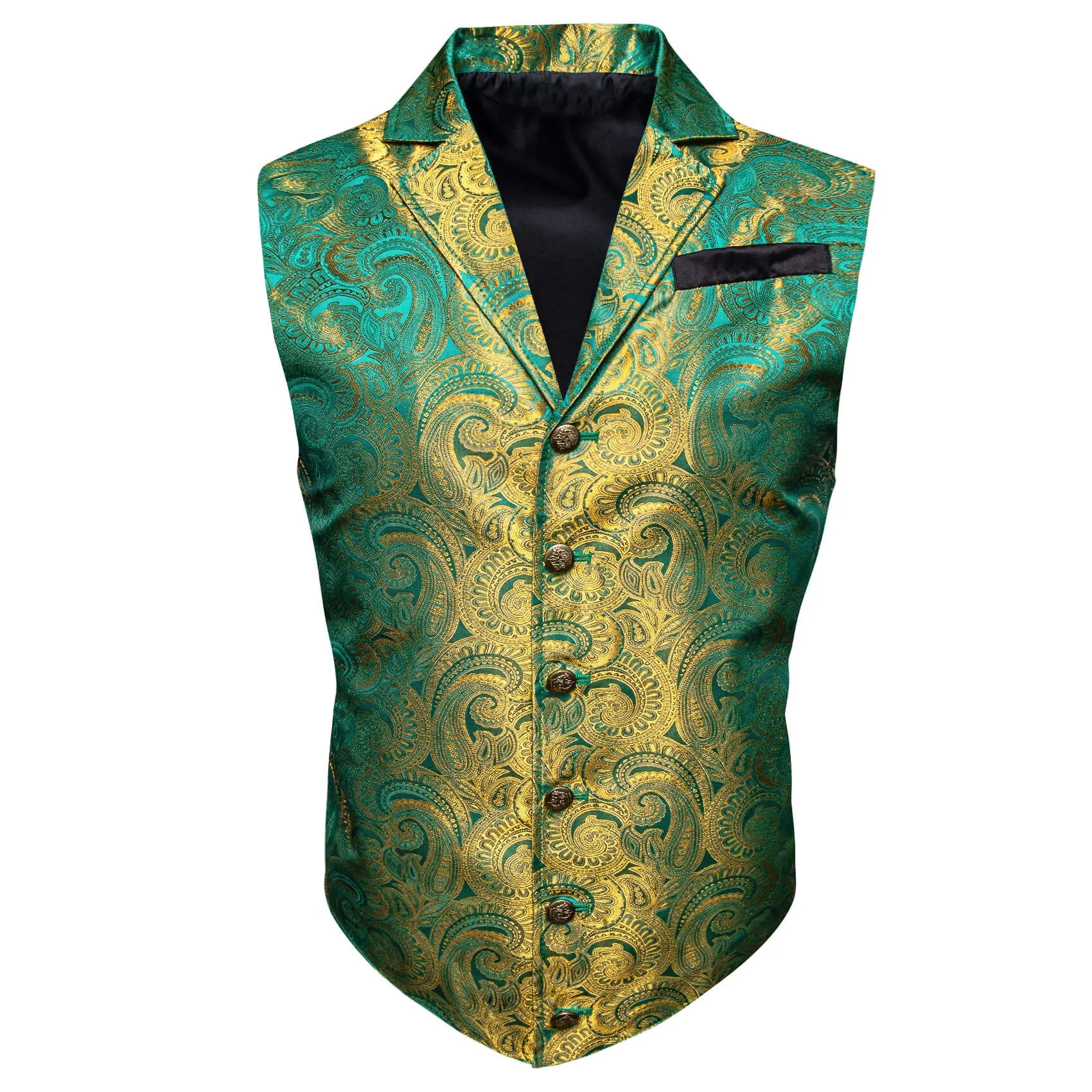 Ties2you Men's Vest Teal Olive Drab Green Paisley Silk Collar Suit Vest