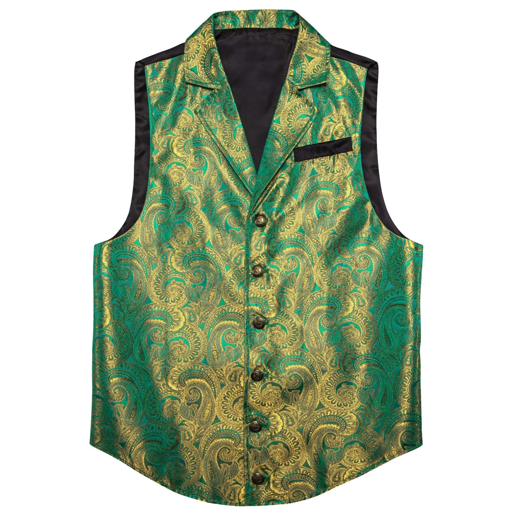 Ties2you Men's Vest Teal Olive Drab Green Paisley Silk Collar Suit Vest