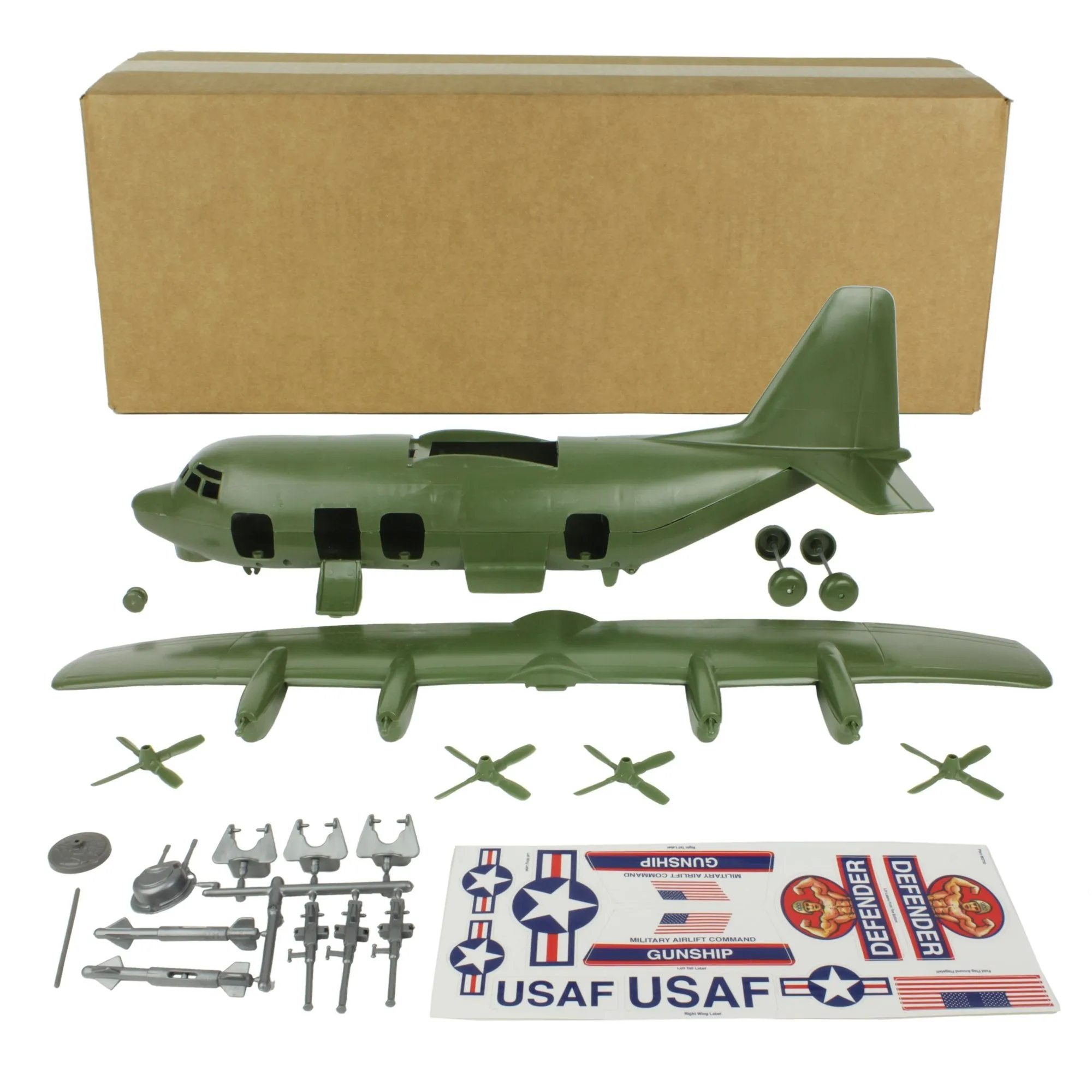 TimMee Plastic Army Men C130 Playset - 27pc Olive Green Giant Military Airplane