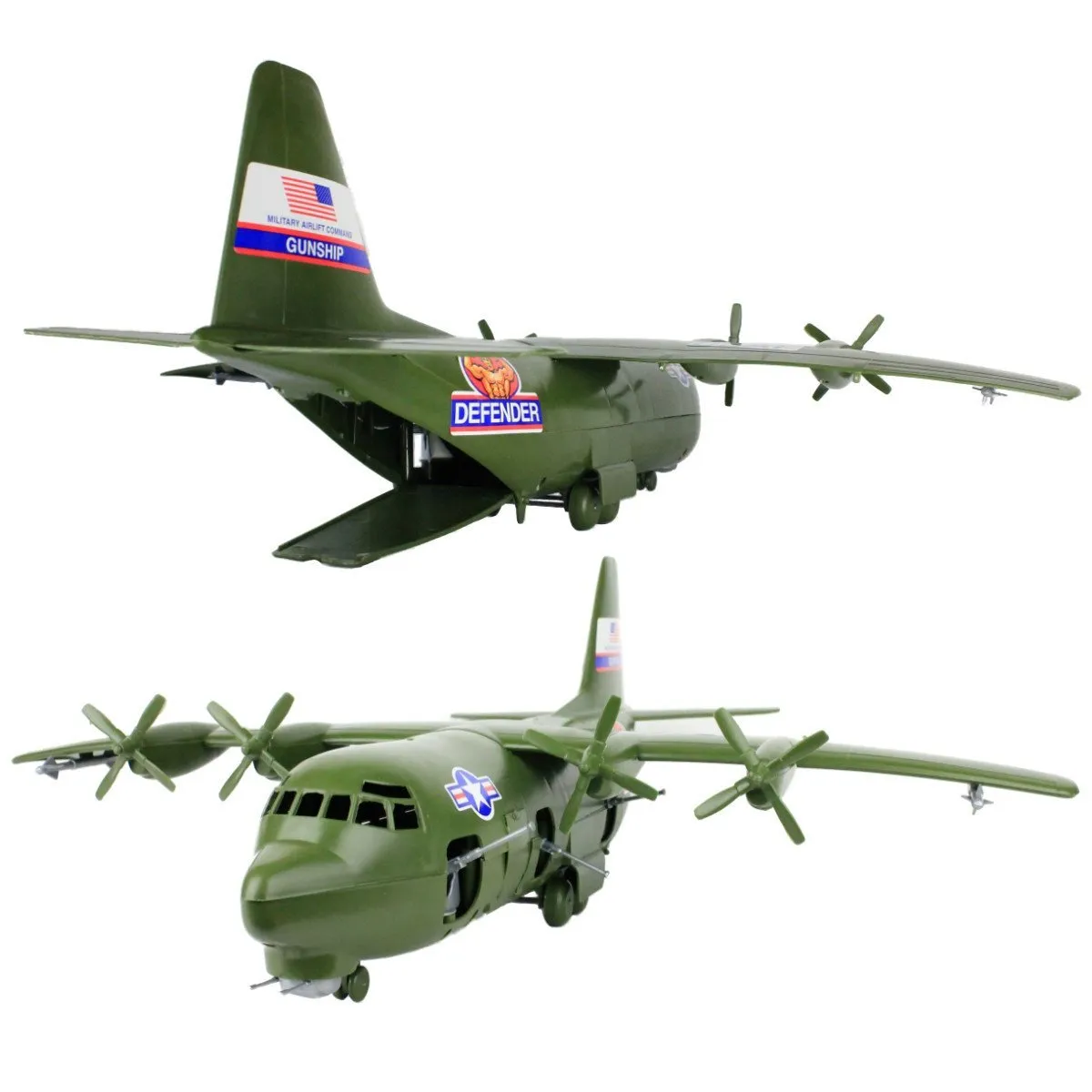 TimMee Plastic Army Men C130 Playset - 27pc Olive Green Giant Military Airplane