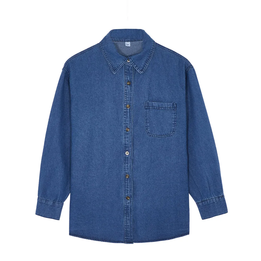 Unisex Long Sleeve Vintage Denim Shirt