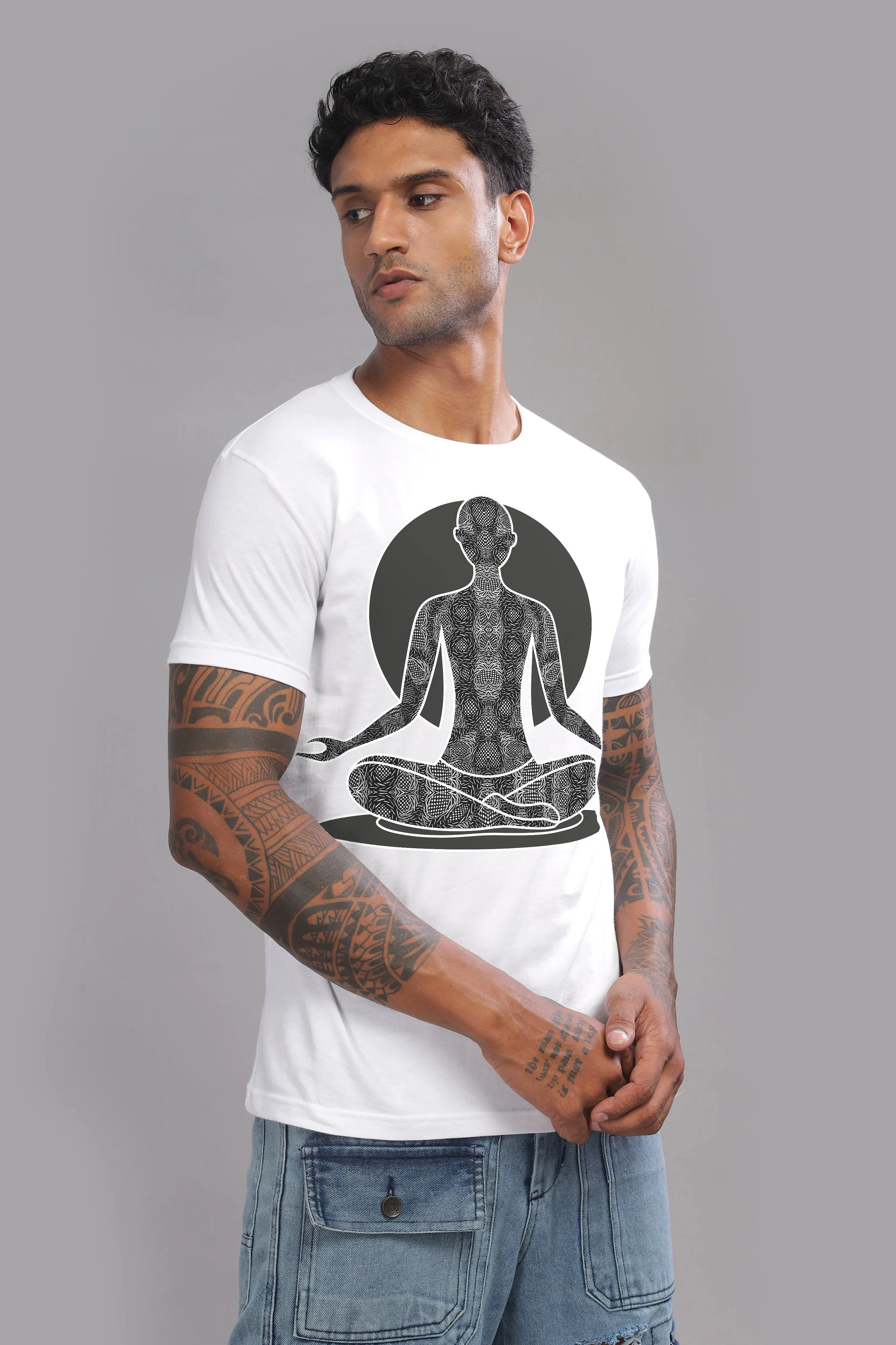 Whispering Zen - 100% Cotton Crewneck Half Sleeve T-Shirt