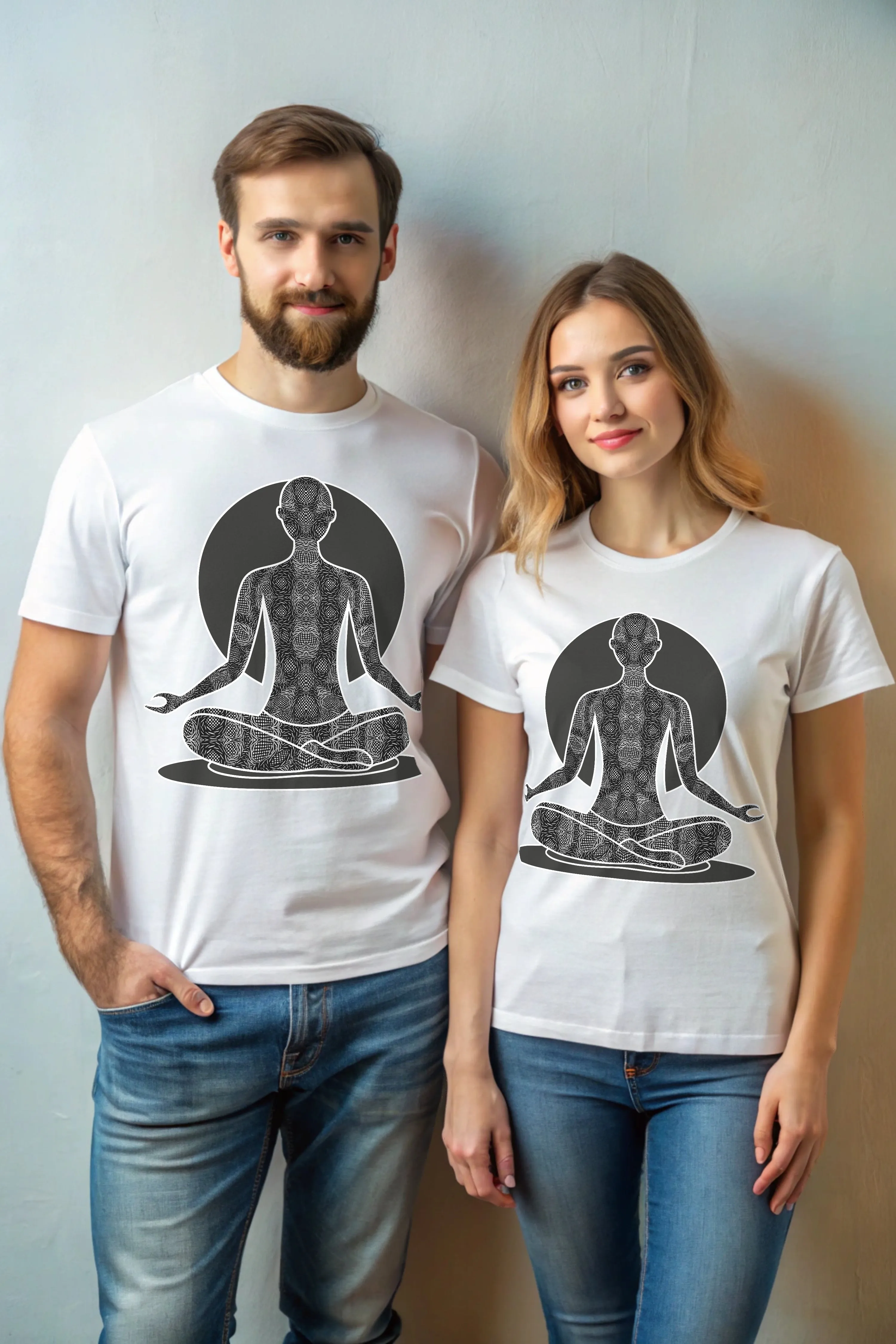 Whispering Zen - 100% Cotton Crewneck Half Sleeve T-Shirt