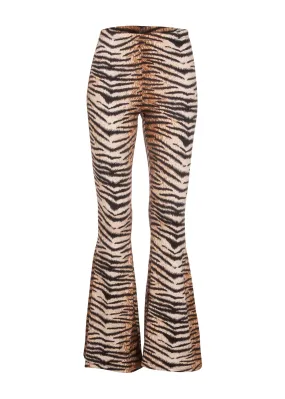 Wild Life Tiger Animal Print Flared Bell Bottom Pants