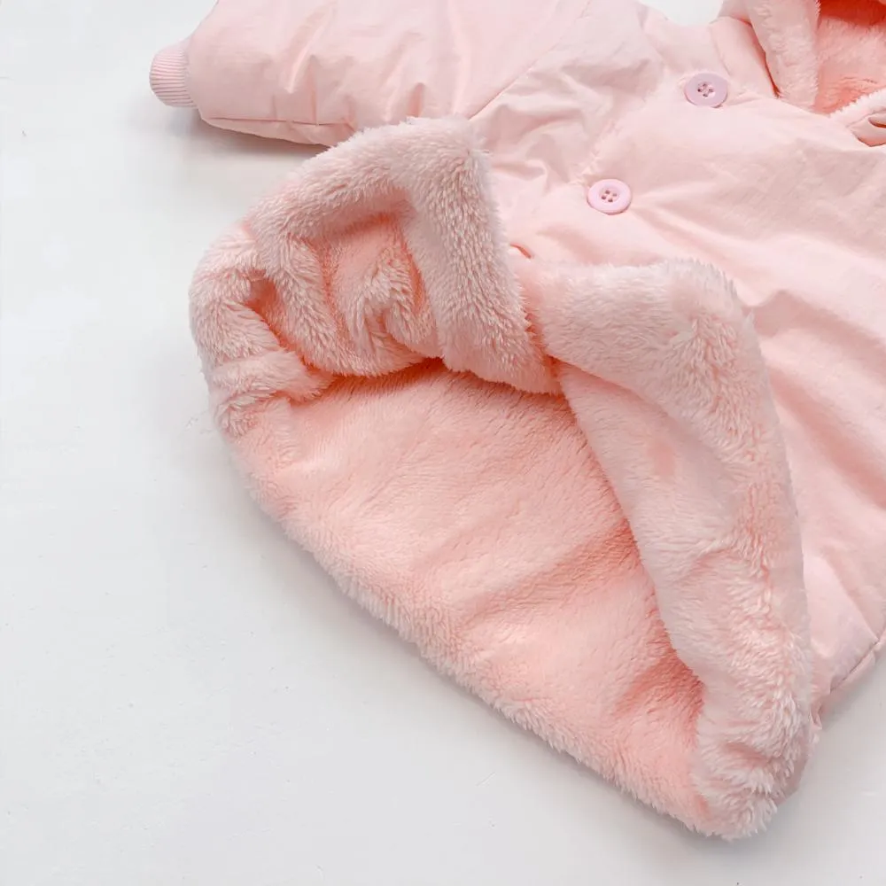 Winter Solid Color Fleece Warm Hooded Baby Jacket Wholesale Baby Clothes