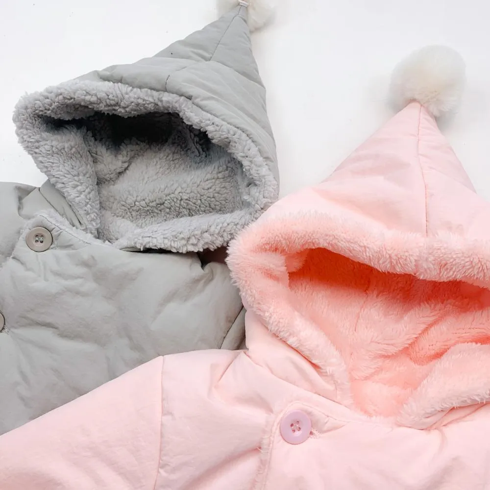 Winter Solid Color Fleece Warm Hooded Baby Jacket Wholesale Baby Clothes