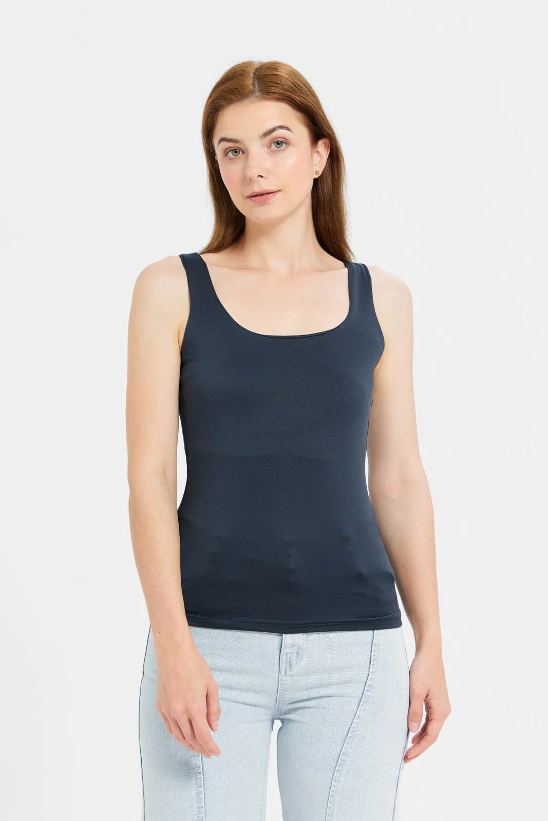 Women Charcoal Layered Tank Top