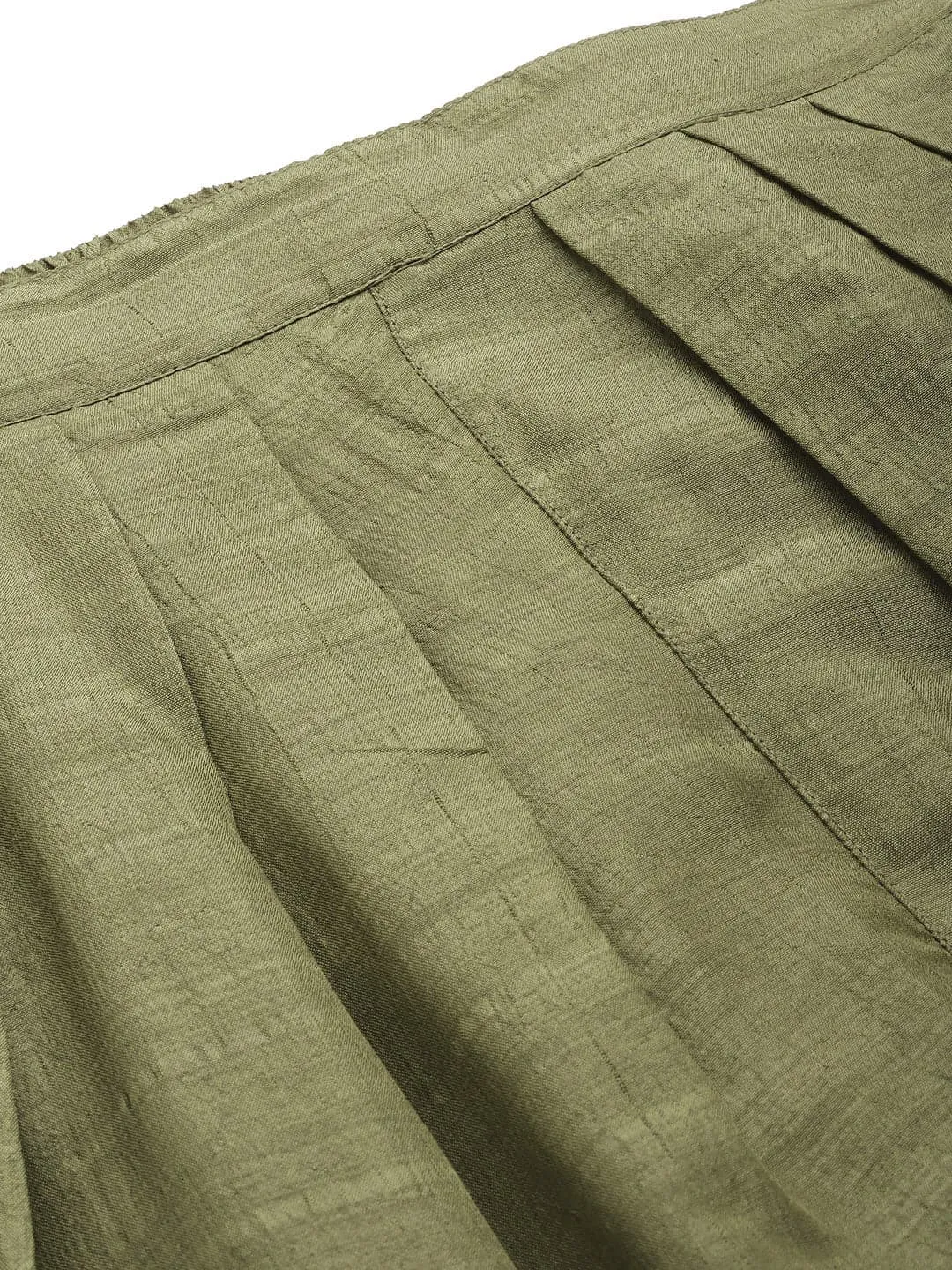 Women Olive Mirror Embroidered Dhoti Pants