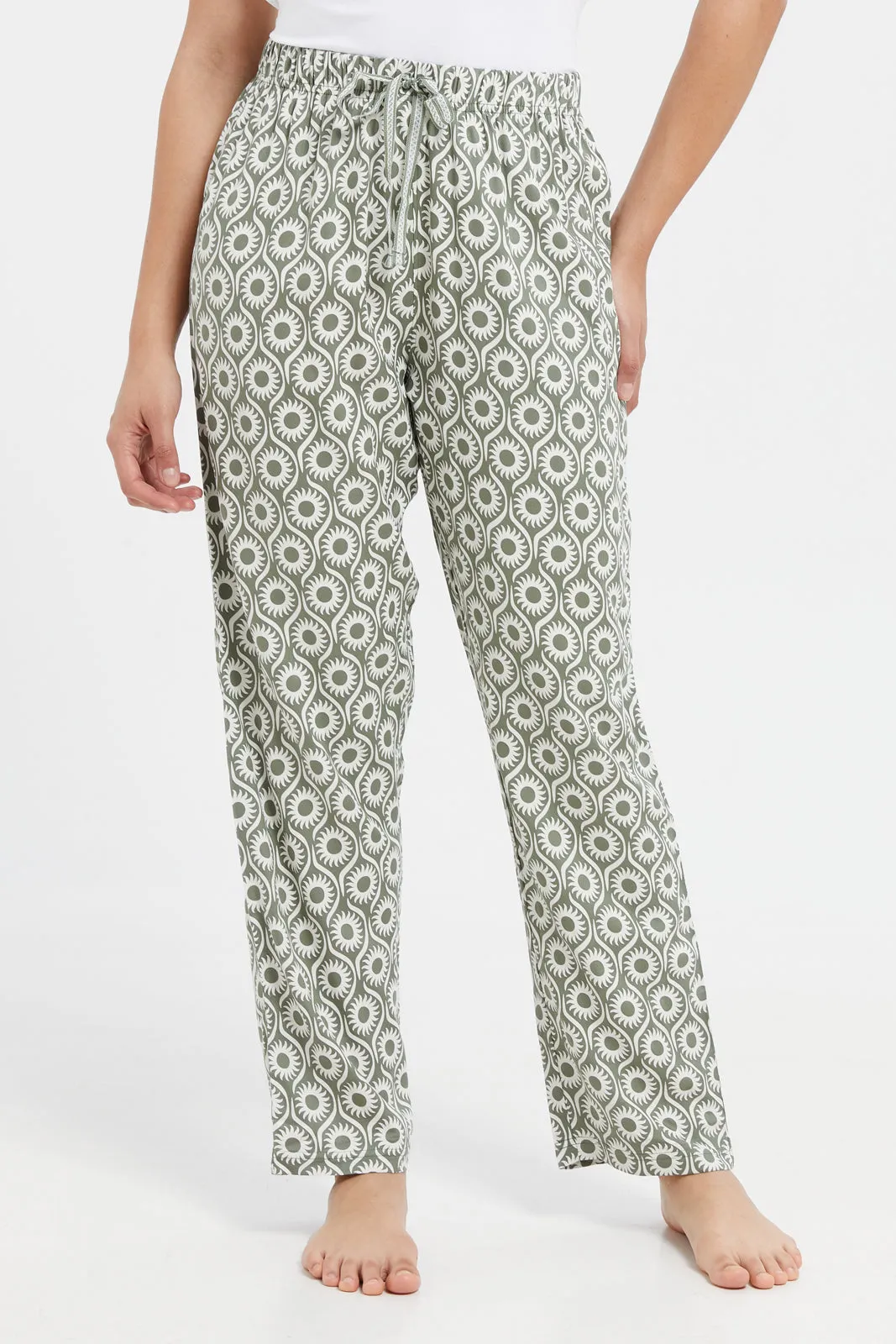 Women Olive Printed Pajama Bottom