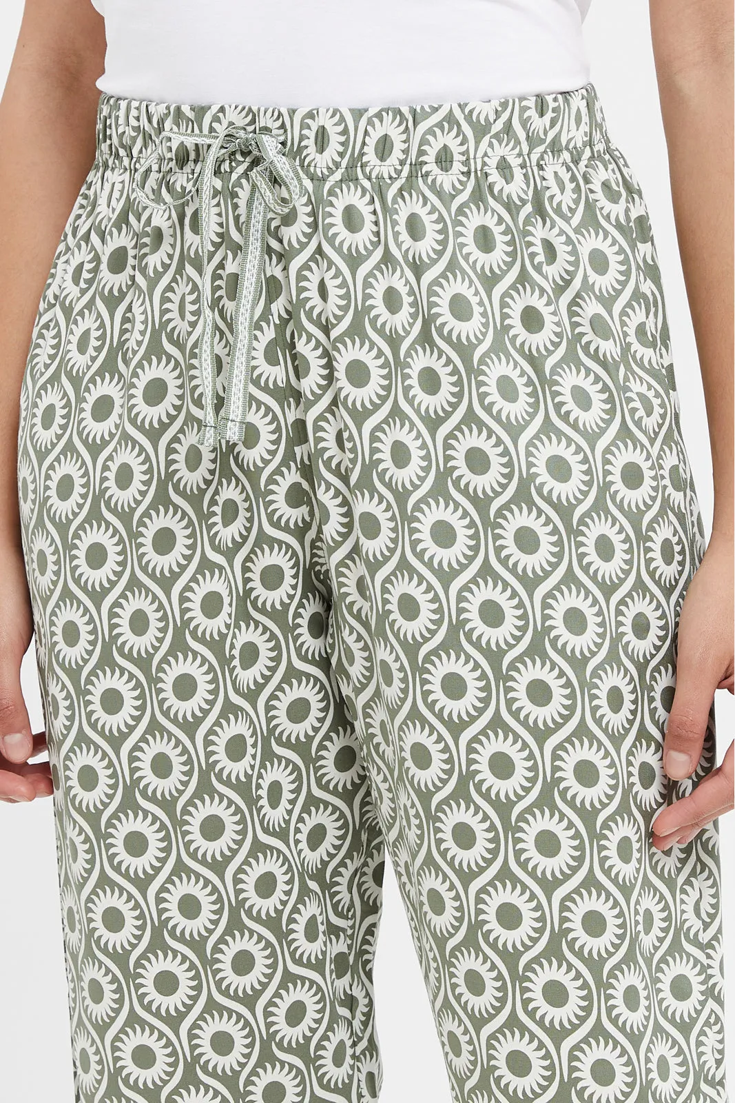 Women Olive Printed Pajama Bottom