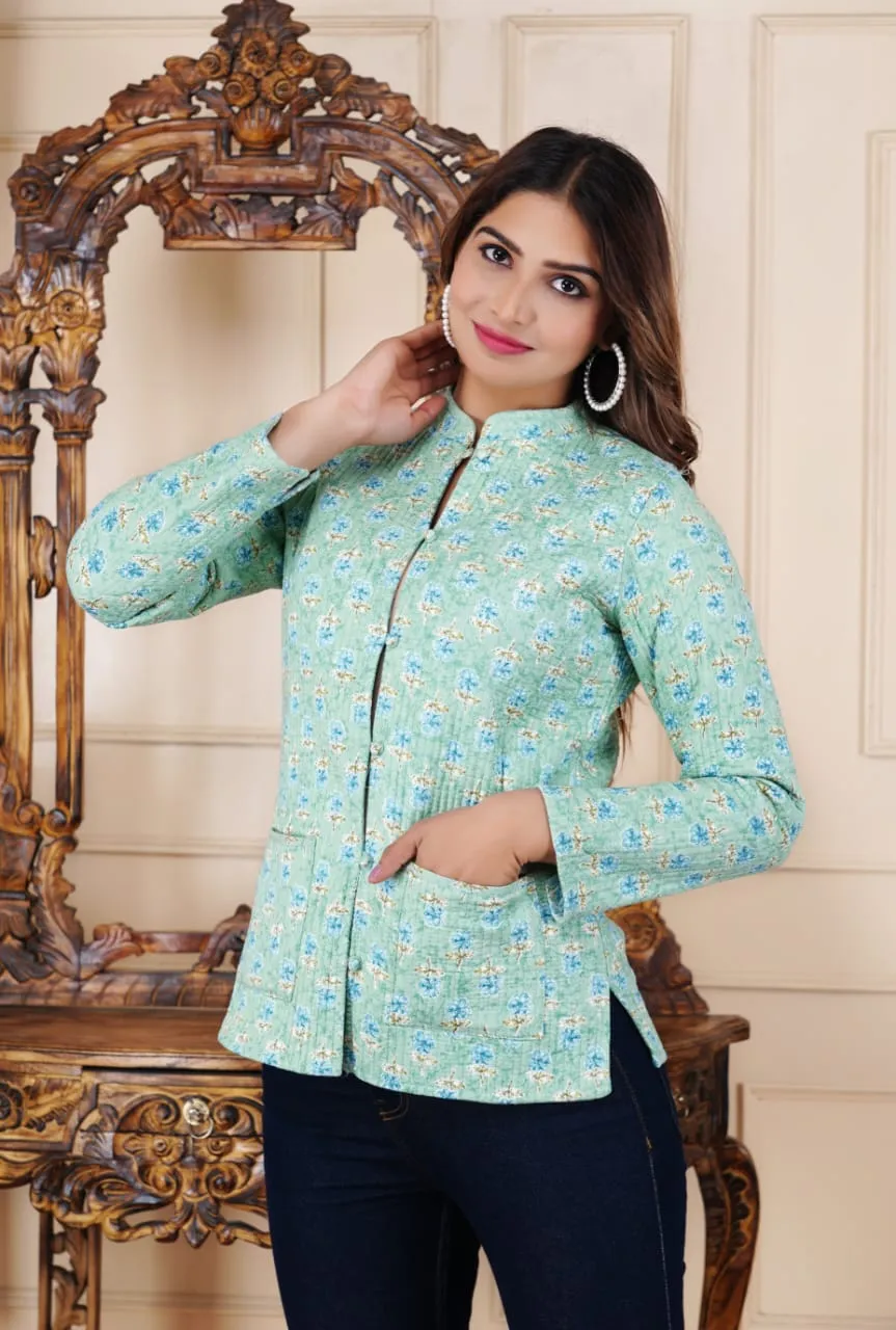 Women's Cotton Quilted Reversible Floral Jacket – Stylish & Comfortable