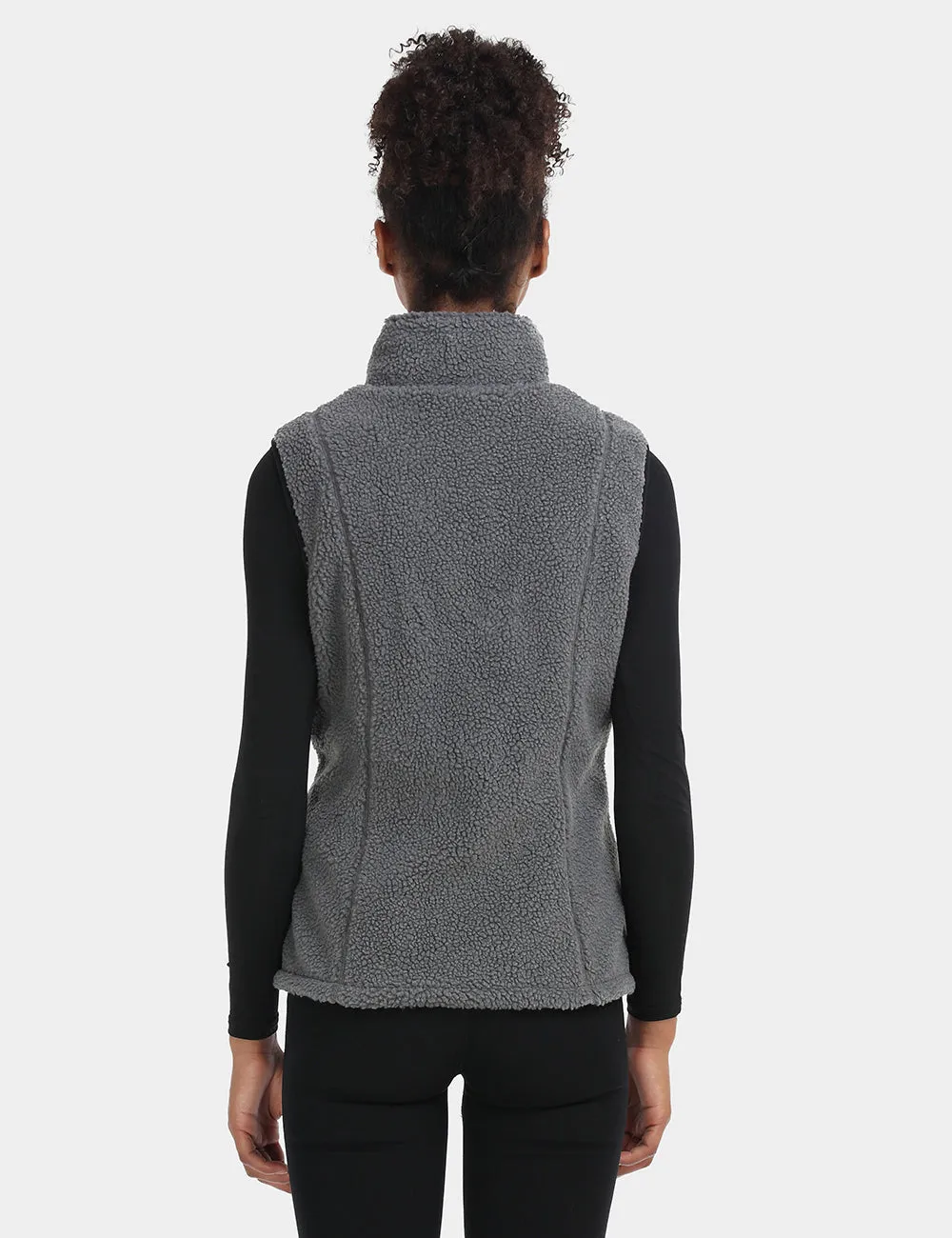 Women's Heated Recycled Fleece Vest - Grey / White