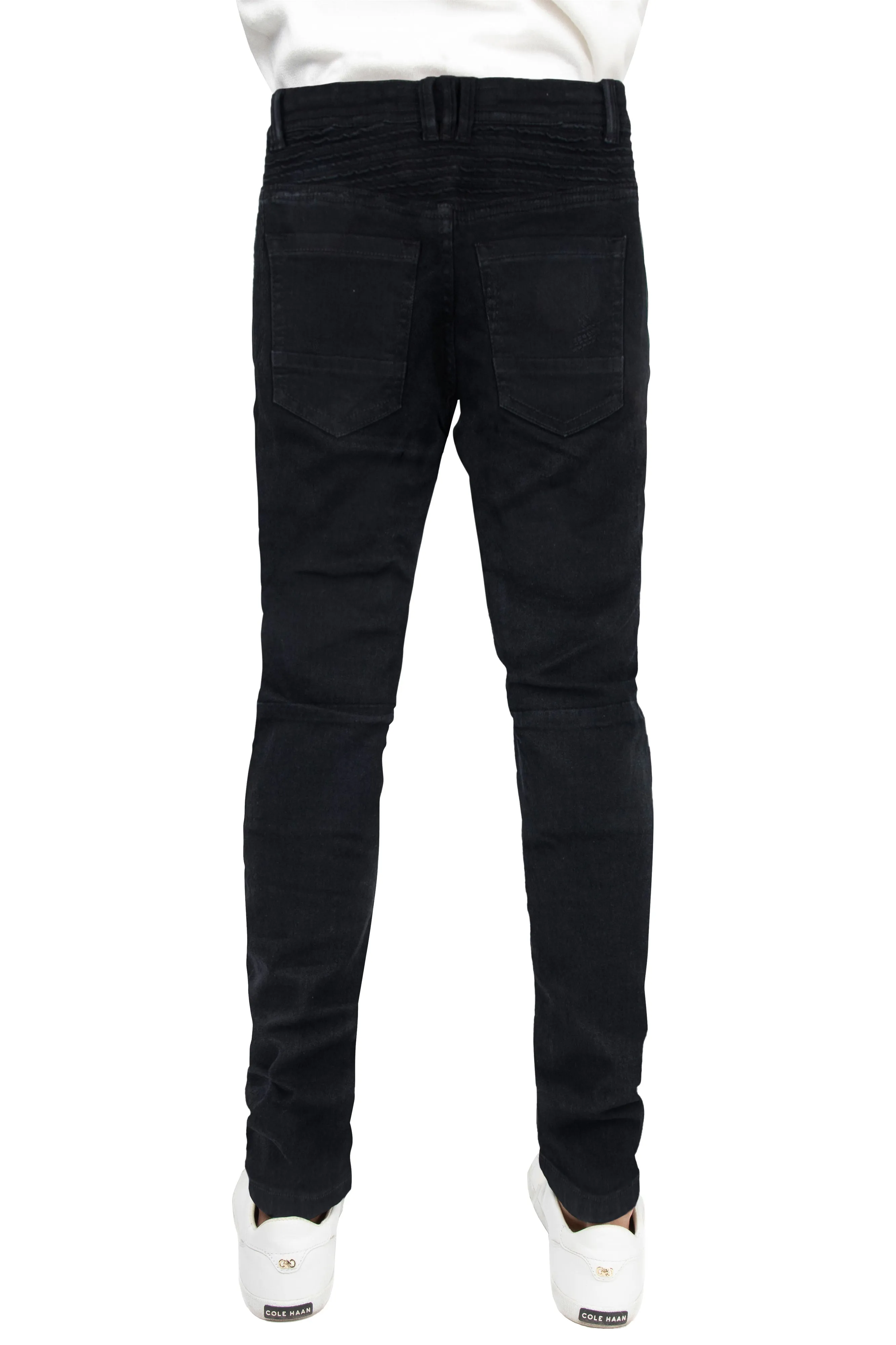 X RAY Boy's Slim Fit Distressed Moto Biker Denim Pants