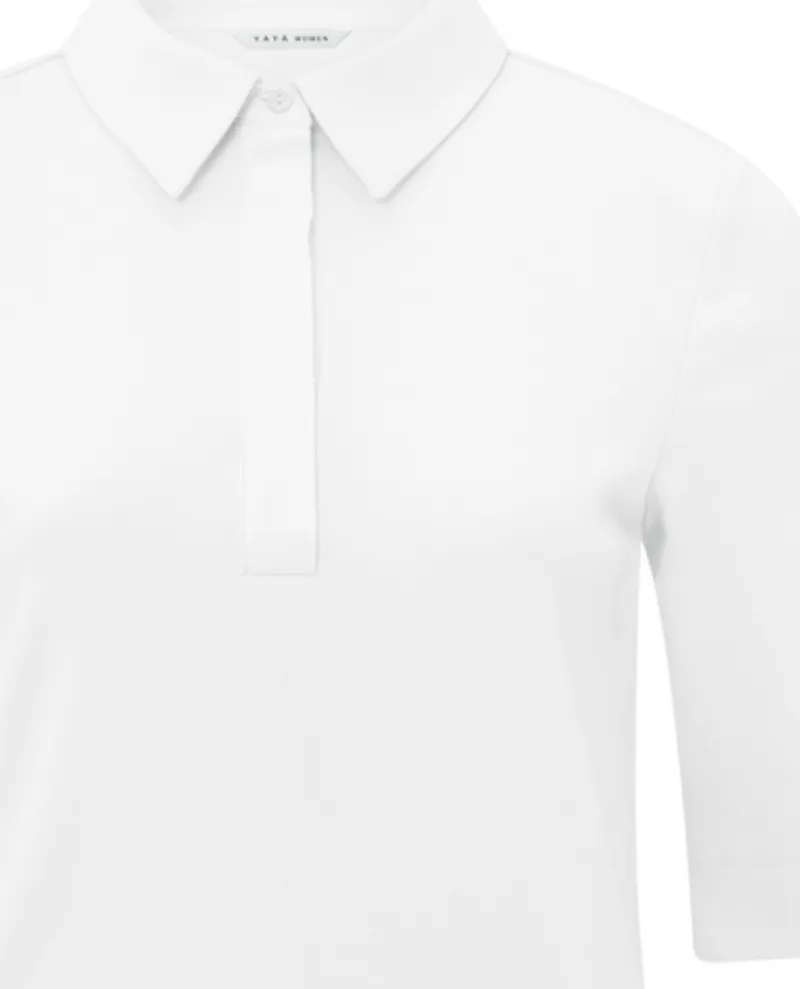 Yaya White Ribbed Polo T-Shirt