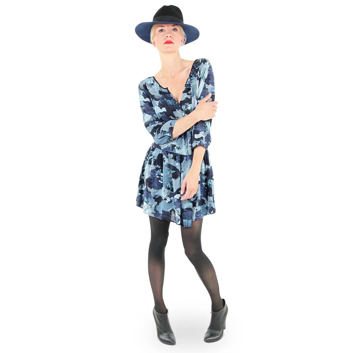 Zaira Henley Shirtdress - Iceberg Print